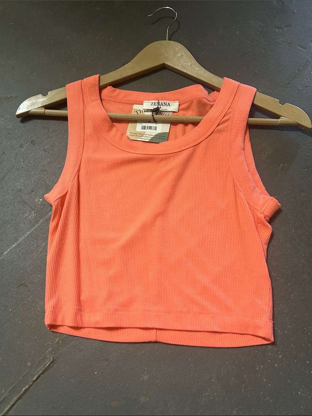 Zenana Outfitters Coral Ribbed Crop Tank